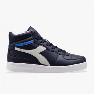 Diadora Playground Höga Sneakers Barn Marinblå | NUJGKBF-67