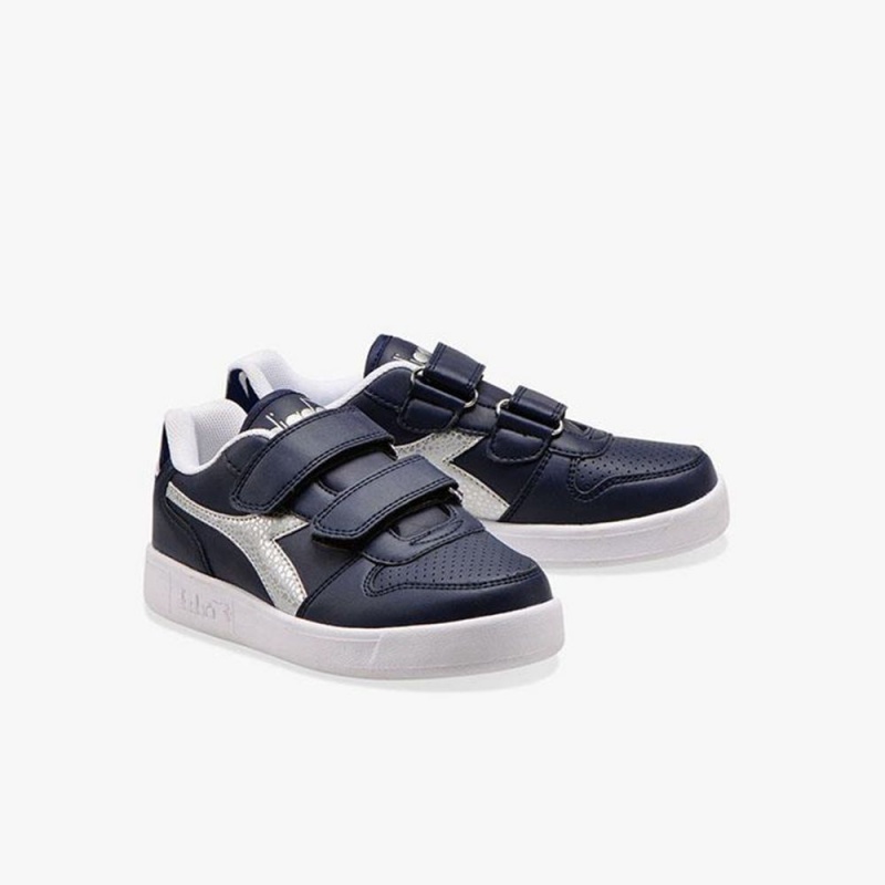 Diadora Playground Låga Sneakers Barn Marinblå | BHZVWCD-47